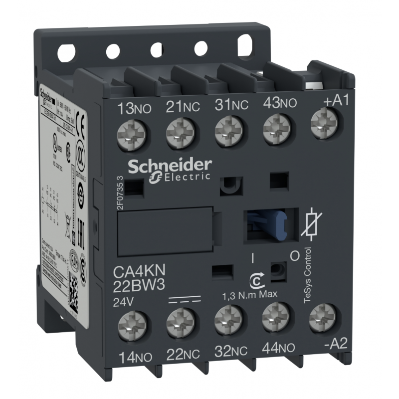 CA4KN22BW3 - Реле управления TeSys K, Ith-10 A (AC-15/DC-13), Uc-24 В DC, 2NO+2NC, встроенный супрессор, Schneider Electric