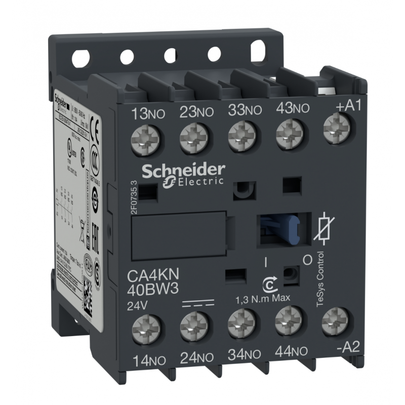 CA4KN40BW3 - Реле управления TeSys K, Ith-10 A (AC-15/DC-13), Uc-24 В DC, 4NO, встроенный супрессор, Schneider Electric