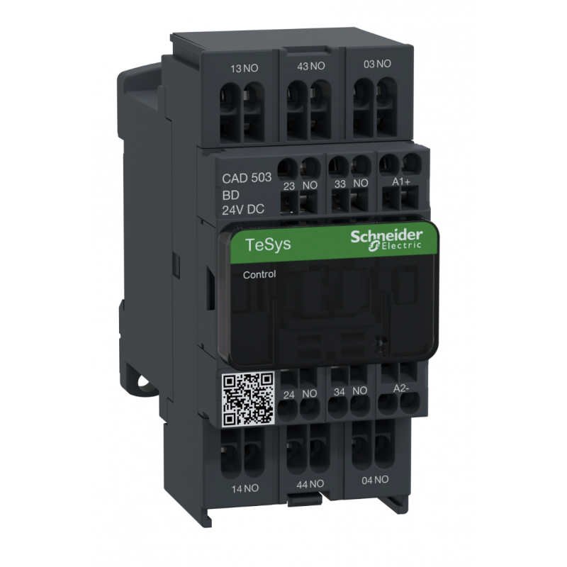 CAD503BD - Реле управления TeSys D, Ith-10 A (AC-15/DC-13), Uc-24 В DC, 5NO, пружин., Schneider Electric