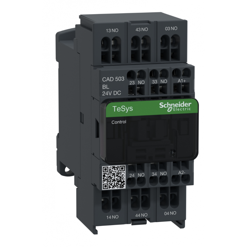 CAD503BL - Реле управления TeSys D, Ith-10 A (AC-15/DC-13), Uc-24 В DC, 5NO, встроенный супрессор, пружин.,Schneider Electric