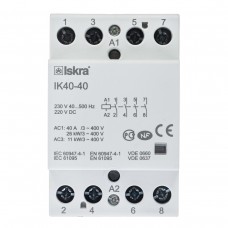 030045010000 - Контактор модульный IK40-40, In-40 A (AC-7A), Uc-230 В AC/DC, 4NO, Iskra