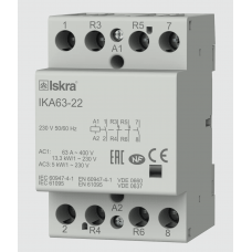 030045523000 - Контактор модульный IKA63-22, In-63 A (AC-7A), Uc-230 В AC, 2NO+2NC, Iskra
