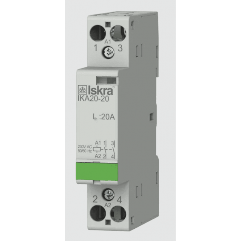 030046005000 - Контактор модульный IKA20-20, In-20 A (AC-7A), Uc-230 В AC, 2NO, Iskra
