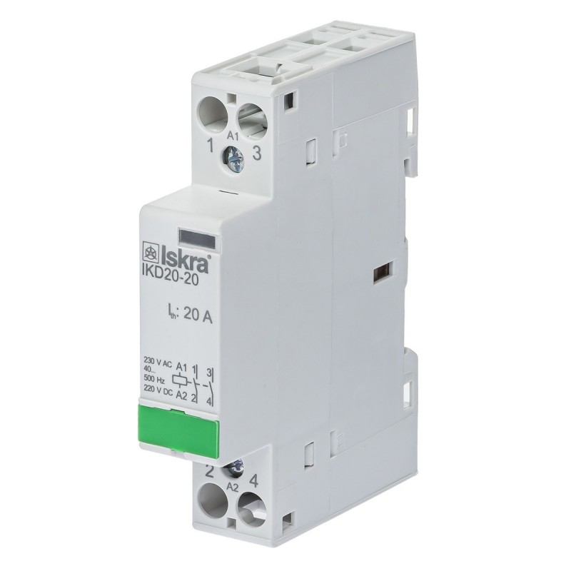 030046006000 - Контактор модульный IKD20-20, In-20 A (AC-7A), Uc-230 В AC/DC, 2NO, Iskra