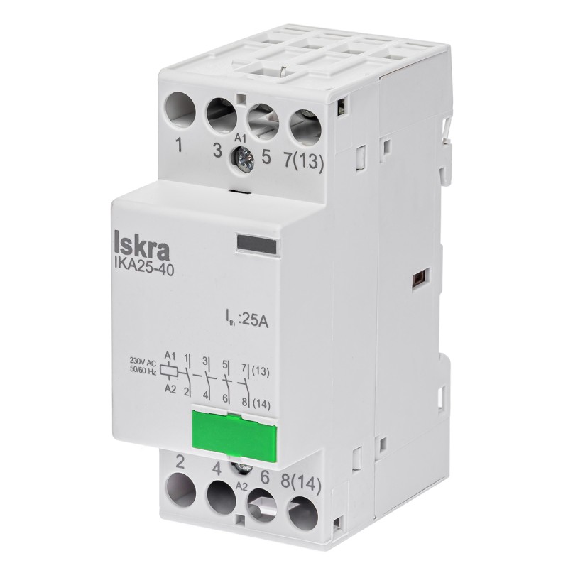 030046007000 - Контактор модульный IKA25-40, In-25 A (AC-7A), Uc-230 В AC, 4NO, Iskra