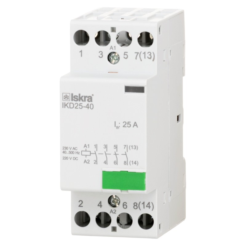 030046008000 - Контактор модульный IKD25-40, In-25 A (AC-7A), Uc-230 В AC/DC, 4NO, Iskra