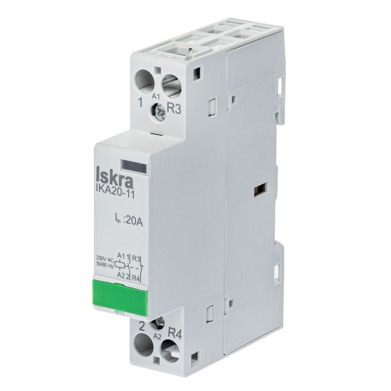 030046009000 - Контактор модульный IKA20-11, In-20 A (AC-7A), Uc-230 В AC, 1NO+1NC, Iskra