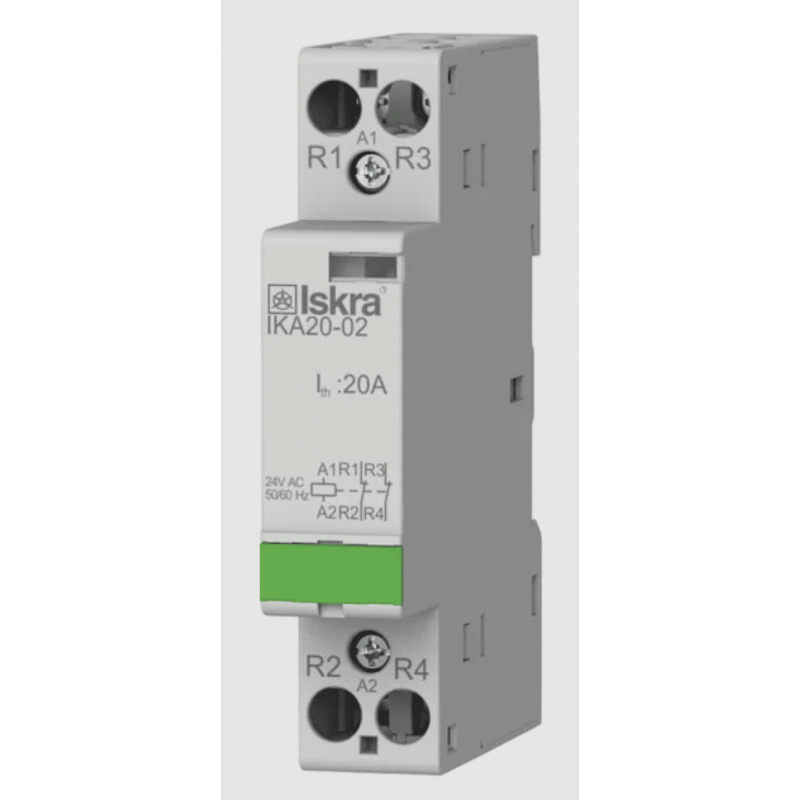 030046023000 - Контактор модульный IKA20-02, In-20 A (AC-7A), Uc-24 В AC, 2NC, Iskra