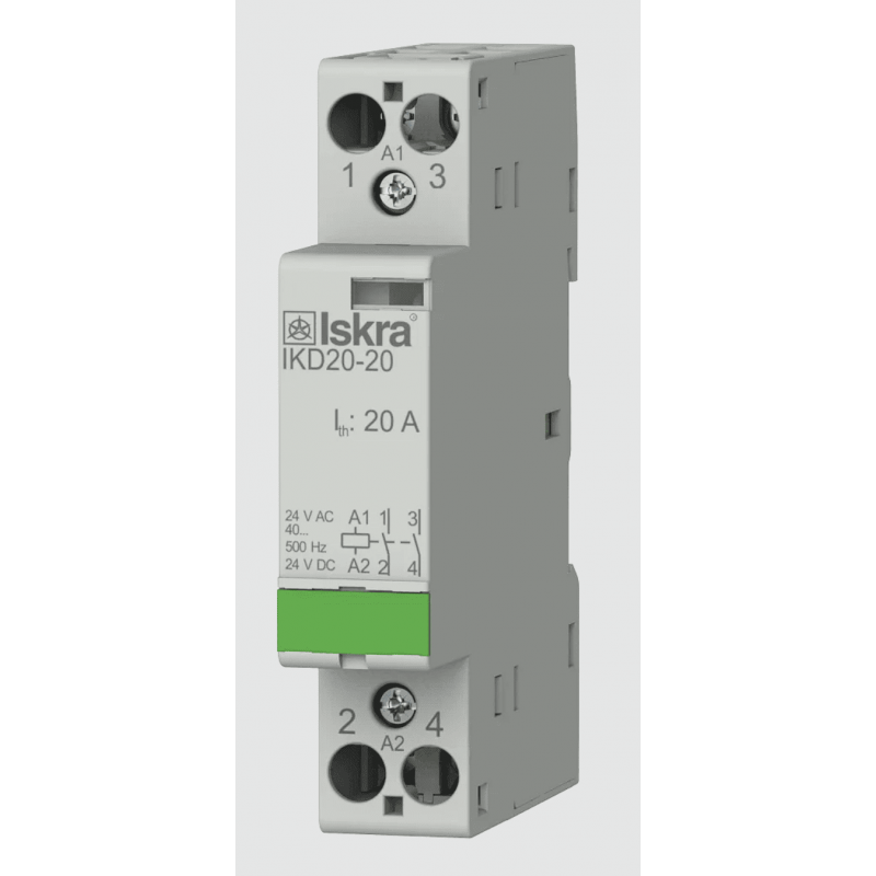 030046024000 - Контактор модульный IKD20-20, In-20 A (AC-7A), Uc-24 В AC/DC, 2NO, Iskra