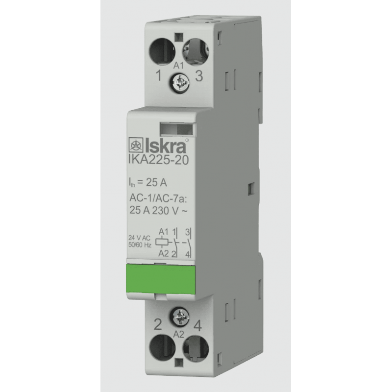 030046711000 - Контактор модульный IKA225-20, In-25 A (AC-7A), Uc-24 В AC, 2NO, Iskra