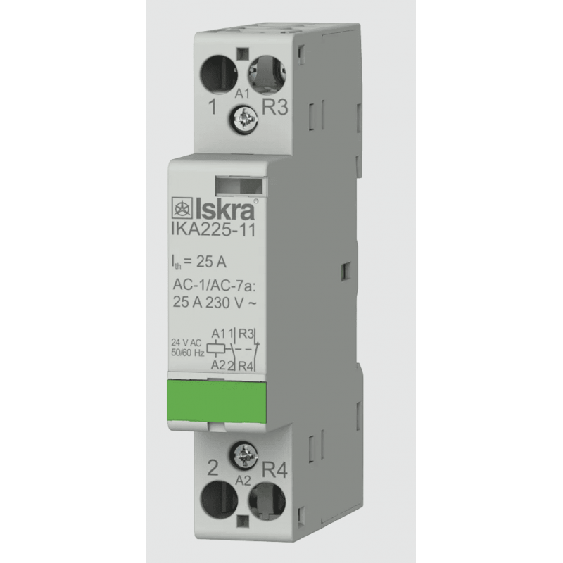 030046712000 - Контактор модульный IKA225-11, In-25 A (AC-7A), Uc-24 В AC, 1NO+1NC, Iskra