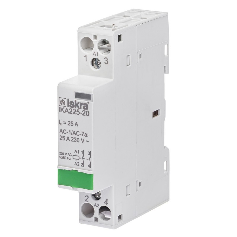030046714000 - Контактор модульный IKA225-20, In-25 A (AC-7A), Uc-230 В AC, 2NO, Iskra