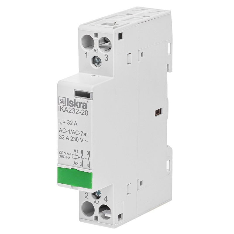 030046833000 - Контактор модульный IKA232-20, In-32 A (AC-7A), Uc-230 В AC, 2NO, Iskra