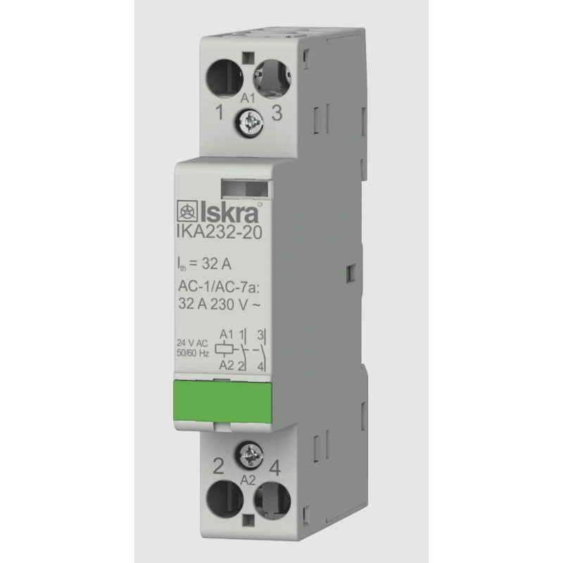030046834000 - Контактор модульный IKA232-20, In-32 A (AC-7A), Uc-24 В AC, 2NO, Iskra