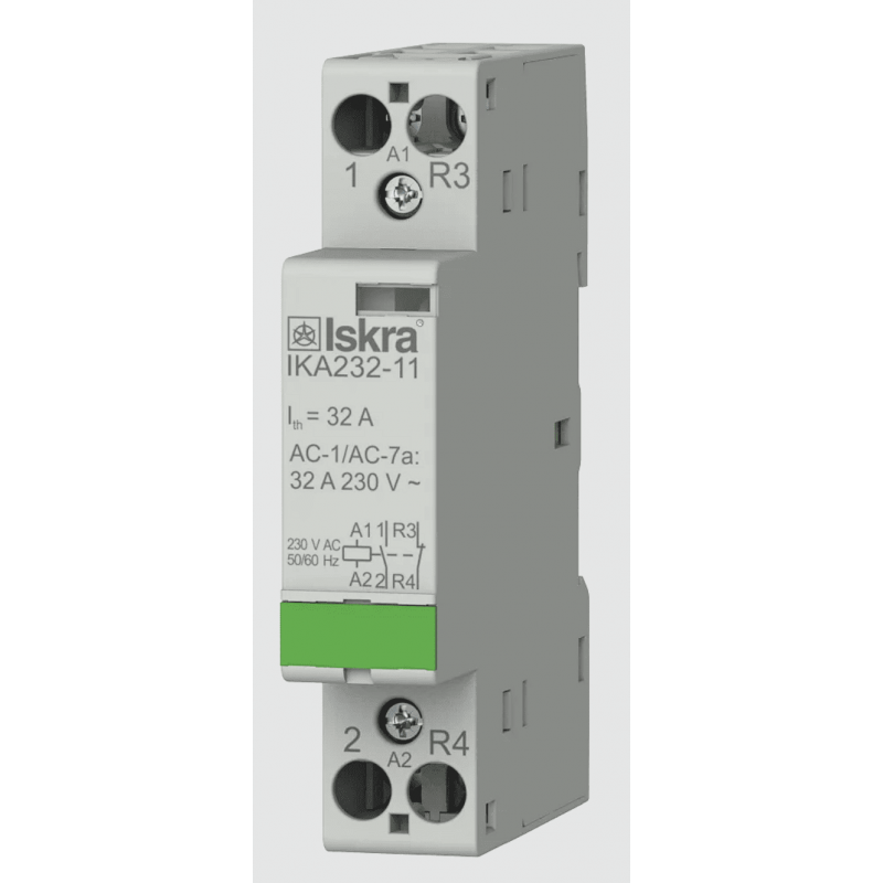 030046835000 - Контактор модульный IKA232-11, In-32 A (AC-7A), Uc-230 В AC, 1NO+1NC, Iskra