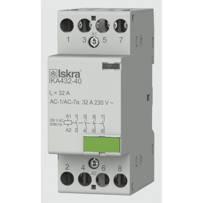 030046849000 - Контактор модульный IKA432-40, In-32 A (AC-7A), Uc-230 В AC, 4NO, Iskra