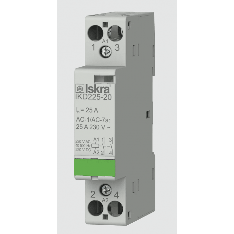 030046860000 - Контактор модульный IKD225-20, In-25 A (AC-7A), Uc-230 В AC/DC, 2NO, Iskra