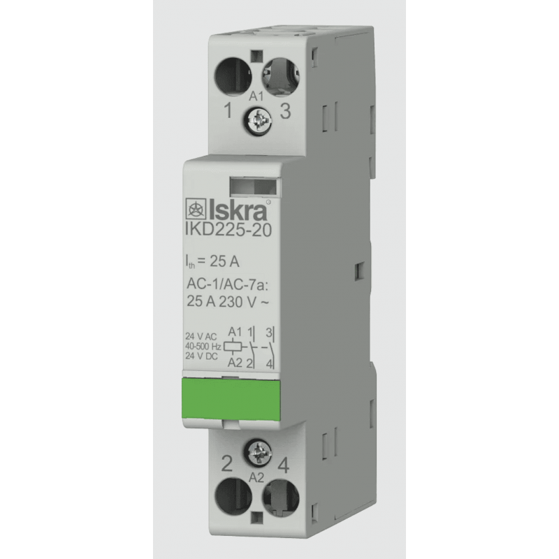 030046861000 - Контактор модульный IKD225-20, In-25 A (AC-7A), Uc-24 В AC/DC, 2NO, Iskra