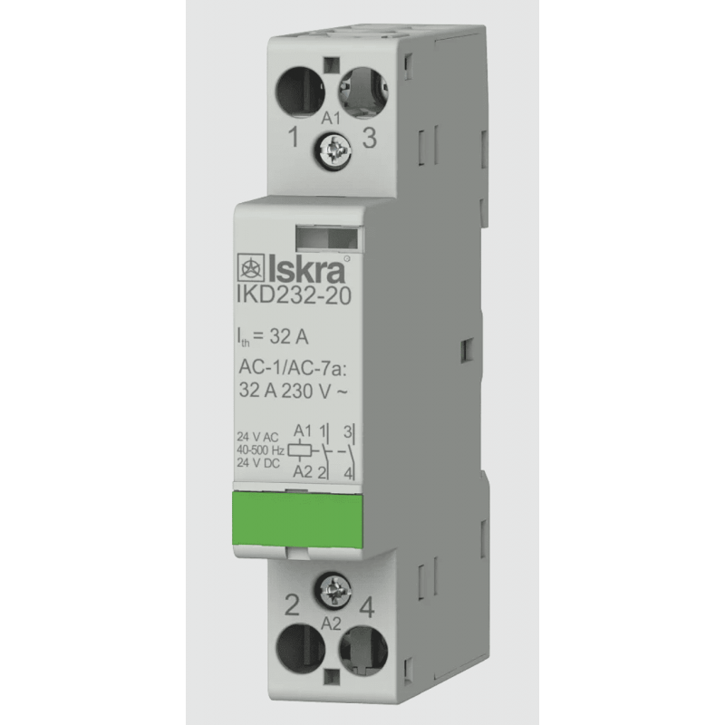 030046863000 - Контактор модульный IKD232-20, In-32 A (AC-7A), Uc-24 В AC/DC, 2NO, Iskra