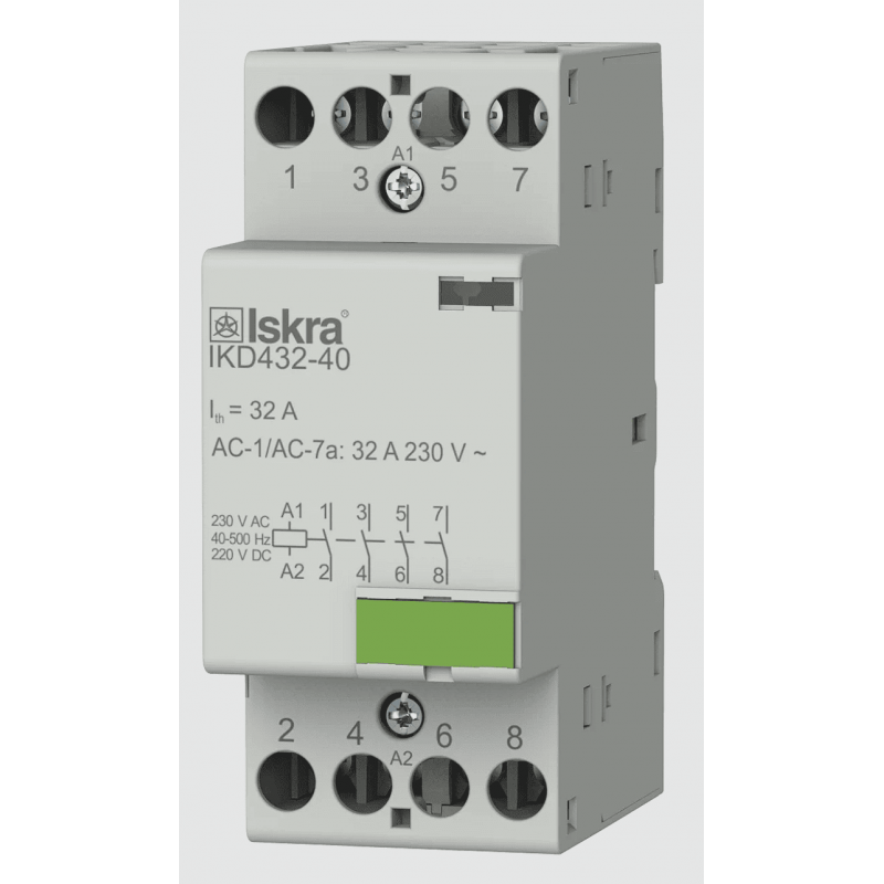 030046883000 - Контактор модульный IKD432-40, In-32 A (AC-7A), Uc-230 В AC/DC, 4NO, Iskra