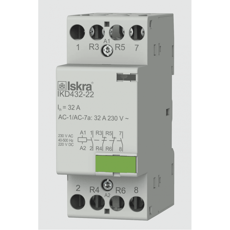 030046891000 - Контактор модульный IKD432-22, In-32 A (AC-7A), Uc-230 В AC/DC, 2NO+2NC, Iskra