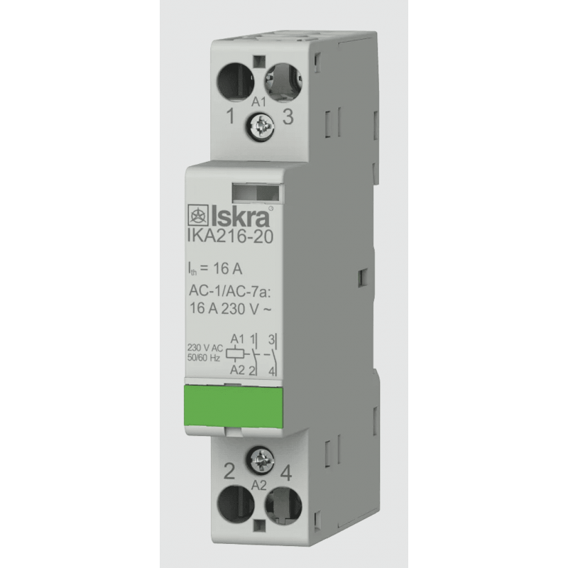 030047486000 - Контактор модульный IKA216-20, In-16 A (AC-7A), Uc-230 В AC, 2NO, Iskra