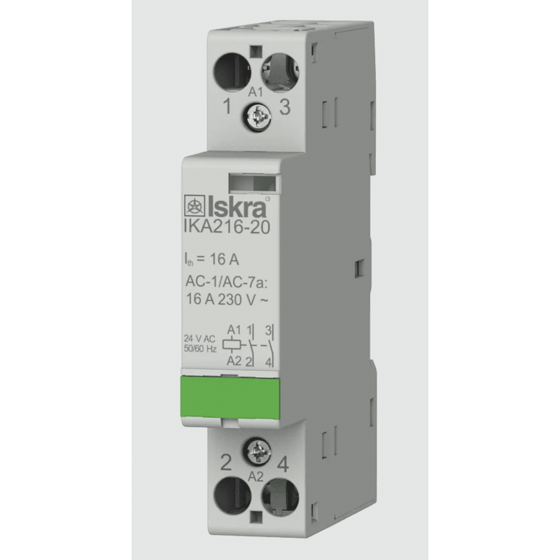 030047487000 - Контактор модульный IKA216-20, In-16 A (AC-7A), Uc-24 В AC, 2NO, Iskra
