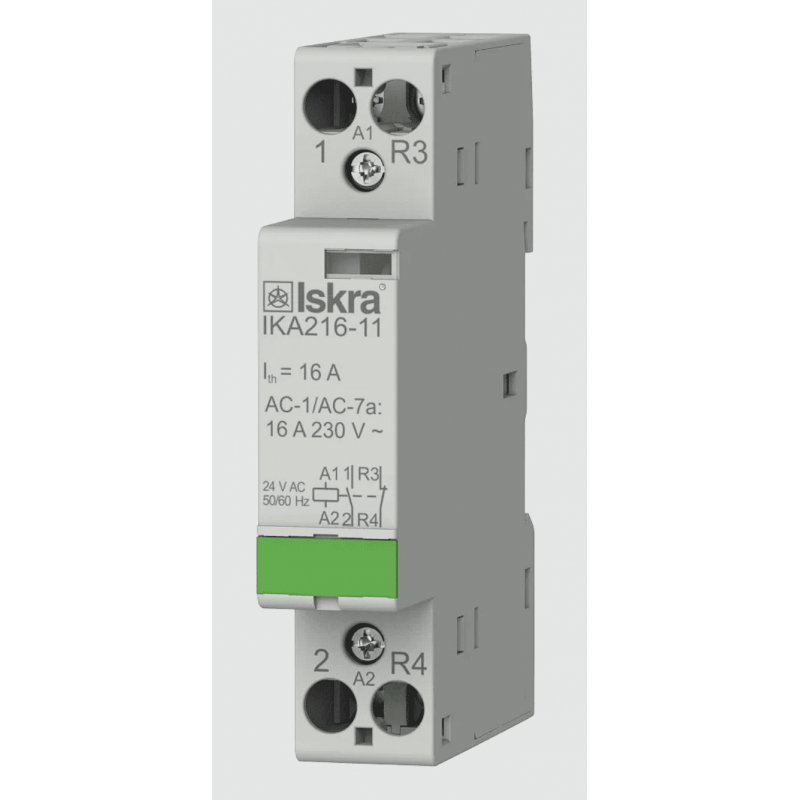 030047489000 - Контактор модульный IKA216-11, In-16 A (AC-7A), Uc-24 В AC, 1NO+1NC, Iskra