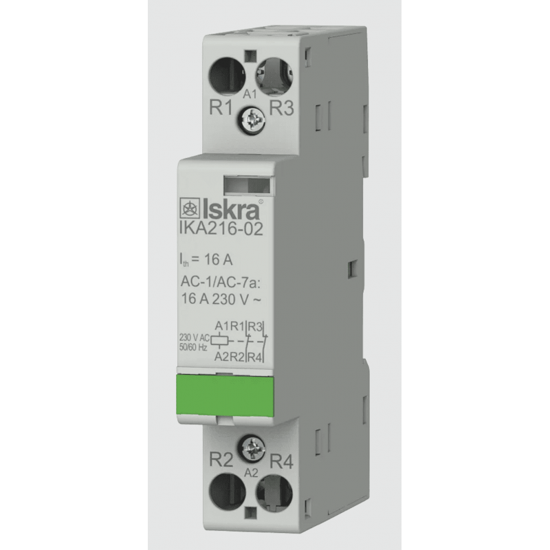 030047494000 - Контактор модульный IKA216-02, In-16 A (AC-7A), Uc-230 В AC, 2NC, Iskra