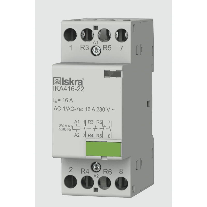 030047502000 - Контактор модульный IKA416-22, In-16 A (AC-7A), Uc-230 В AC, 2NO+2NC, Iskra