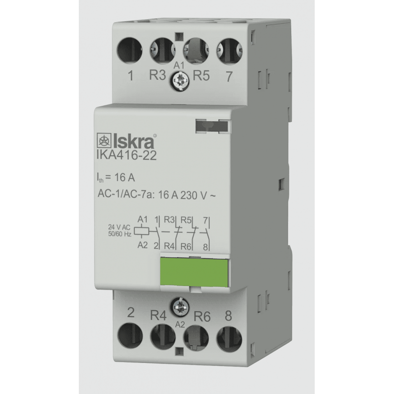 030047503000 - Контактор модульный IKA416-22, In-16 A (AC-7A), Uc-24 В AC, 2NO+2NC, Iskra