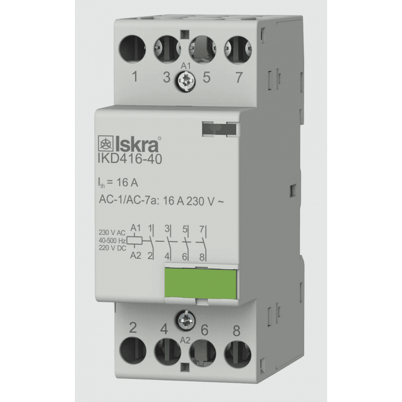 030047516000 - Контактор модульный IKD416-40, In-16 A (AC-7A), Uc-230 В AC/DC, 4NO, Iskra