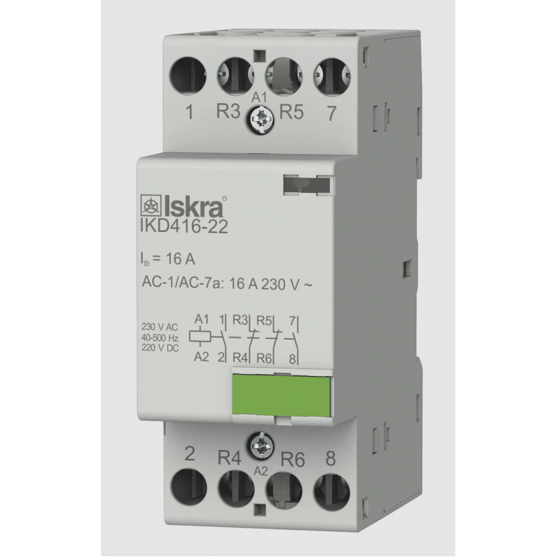 030047522000 - Контактор модульный IKD416-22, In-16 A (AC-7A), Uc-230 В AC/DC, 2NO+2NC, Iskra