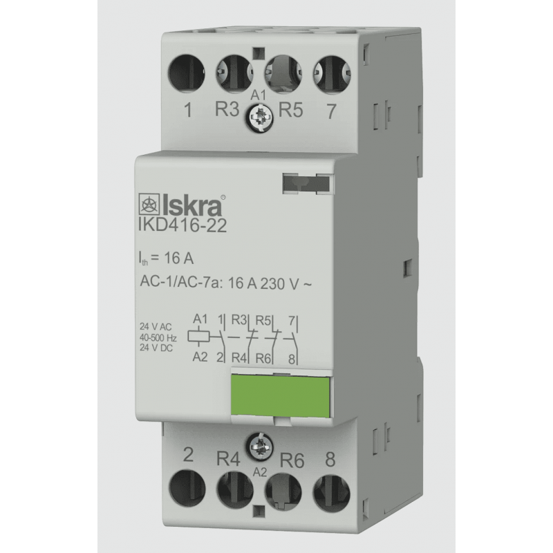 030047523000 - Контактор модульный IKD416-22, In-16 A (AC-7A), Uc-24 В AC/DC, 2NO+2NC, Iskra