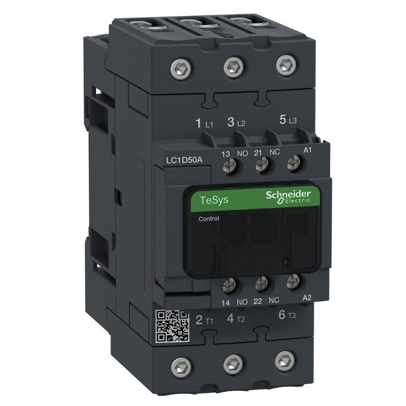 LC1D50AM7 - Контактор Tesys D, In-50 A, 22 кВт, Uc-220 В AC, 1NO+1NC, Schneider Electric