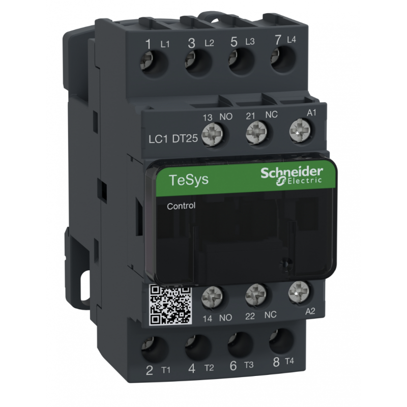 LC1DT25BD - Контактор TeSys D, 4P, In-25 A (AC-1), Uc-24 В DC, 1NO+1NC, Schneider Electric