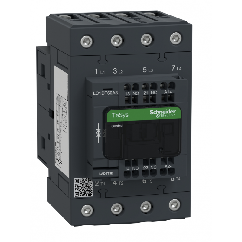 LC1DT60A3BD - Контактор TeSys D, 4P, In-60 A (AC-1), Uc-24 В DC, 1NO+1NC, Schneider Electric
