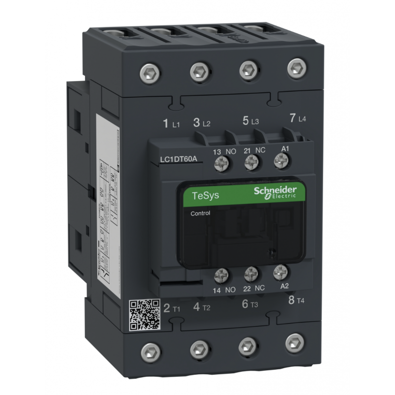 LC1DT60ABD - Контактор TeSys D, 4P, In-60 A (AC-1), Uc-24 В DC, 1NO+1NC, Schneider Electric