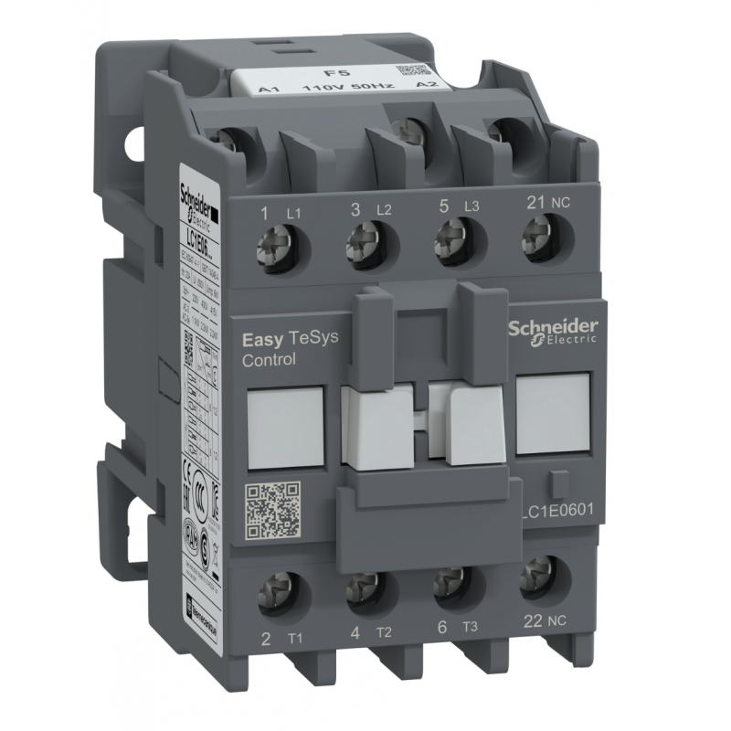 LC1E0601F5 - Контактор Tesys E, In-6 A, 2,2 кВт, Uc-110 В AC, 1NC, Schneider Electric