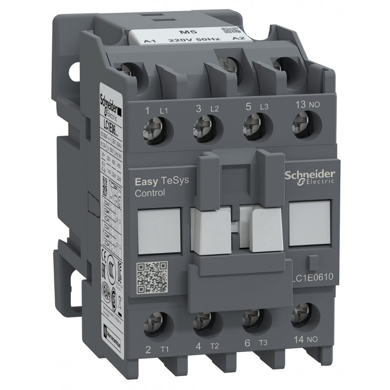 LC1E0610M5 - Контактор Tesys E, In-6 A, 2,2 кВт, Uc-220 В AC, 1NO, Schneider Electric