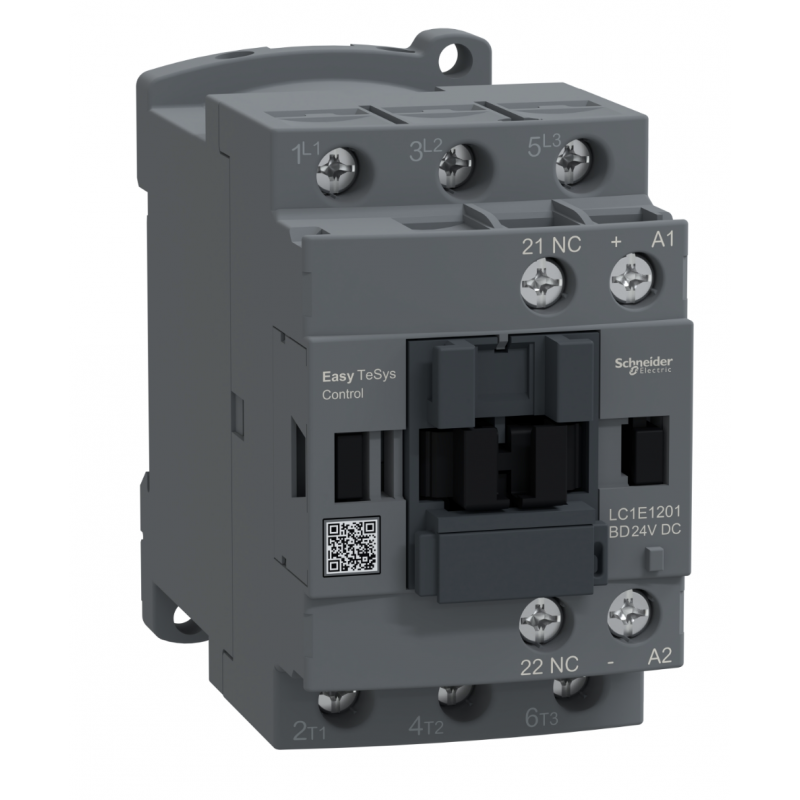 LC1E1201BD - Контактор Tesys E, In-12 A, 5,5 кВт, Uc-24 В DC, 1NC, Schneider Electric