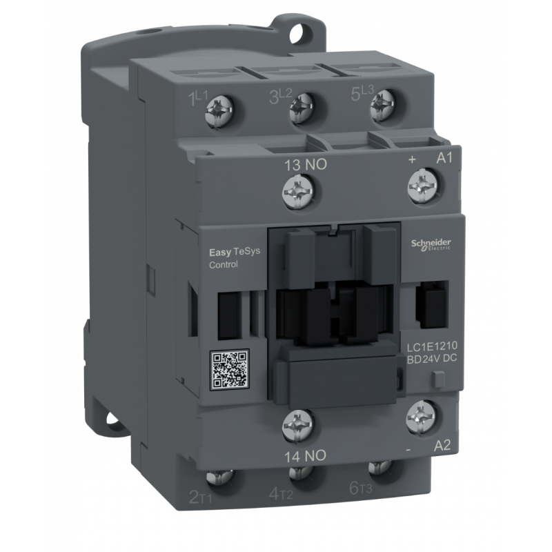 LC1E1210BD - Контактор Tesys E, In-12 A, 5,5 кВт, Uc-24 В DC, 1NO, Schneider Electric
