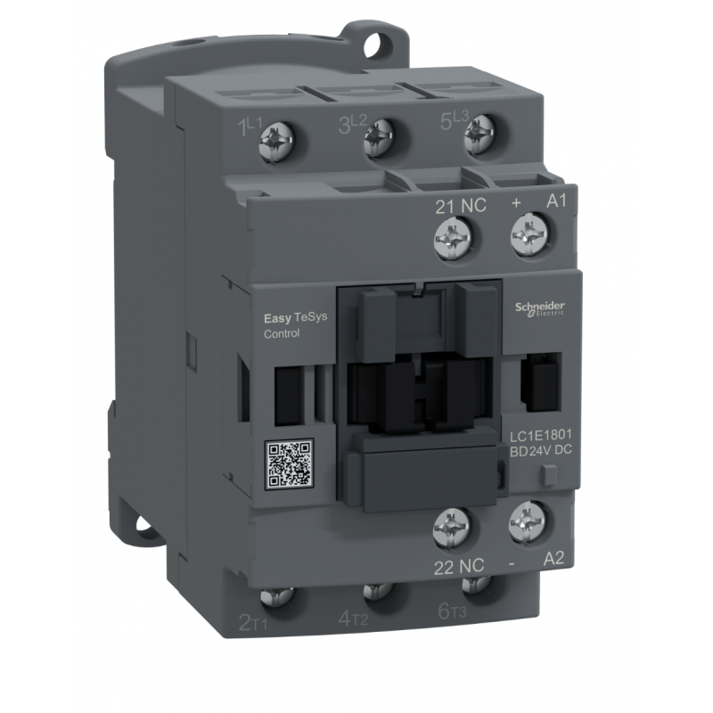 LC1E1801BD - Контактор Tesys E, In-18 A, 7,5 кВт, Uc-24 В DC, 1NC, Schneider Electric
