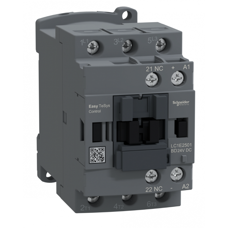 LC1E2501BD - Контактор Tesys E, In-25 A, 11 кВт, Uc-24 В DC, 1NC, Schneider Electric