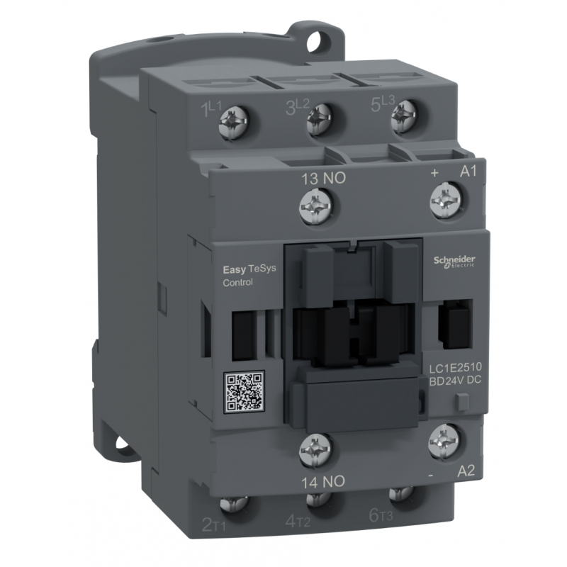 LC1E2510BD - Контактор Tesys E, In-25 A, 11 кВт, Uc-24 В DC, 1NO, Schneider Electric