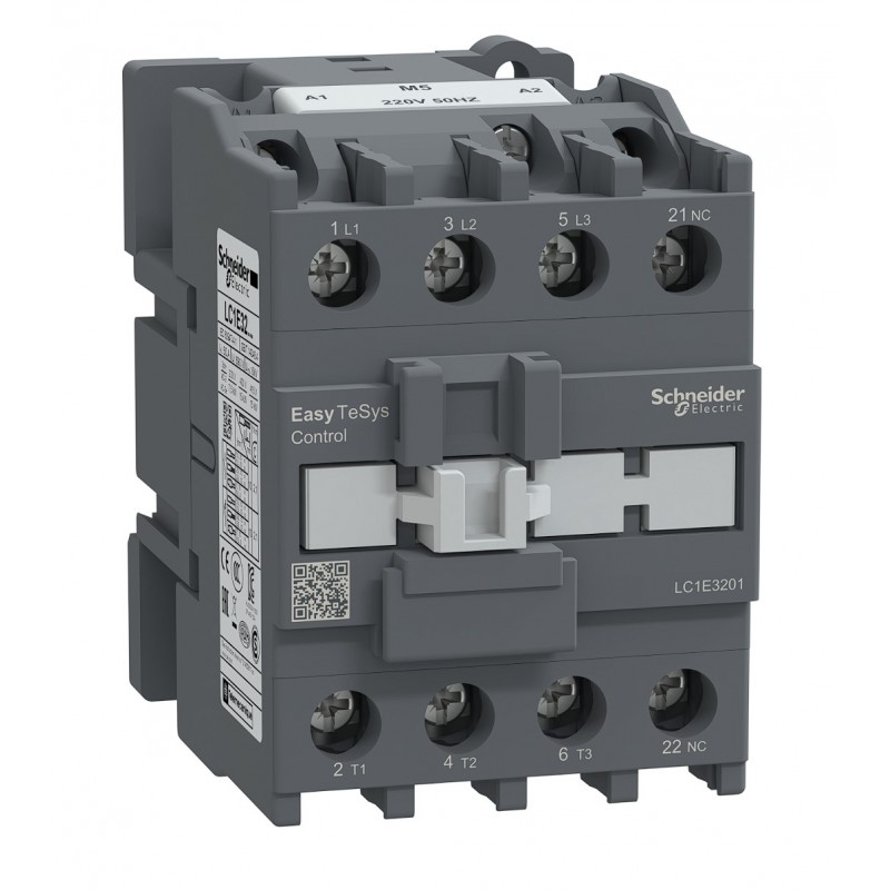 LC1E3201M5 - Контактор Tesys E, In-32 A, 15 кВт, Uc-220 В AC, 1NC, Schneider Electric