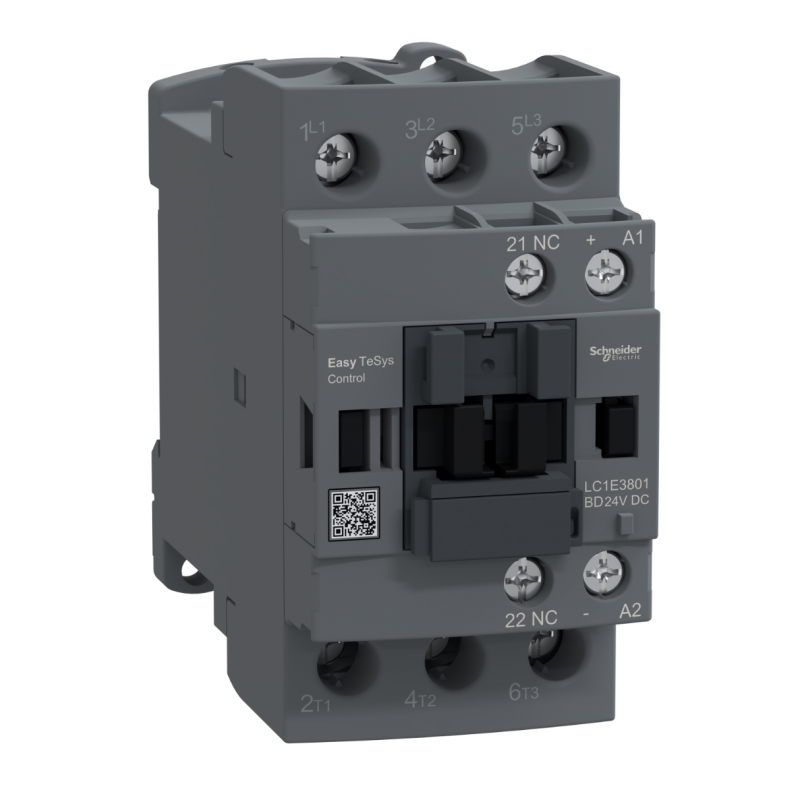 LC1E3801BD - Контактор Tesys E, In-38 A, 18,5 кВт, Uc-24 В DC, 1NC, Schneider Electric