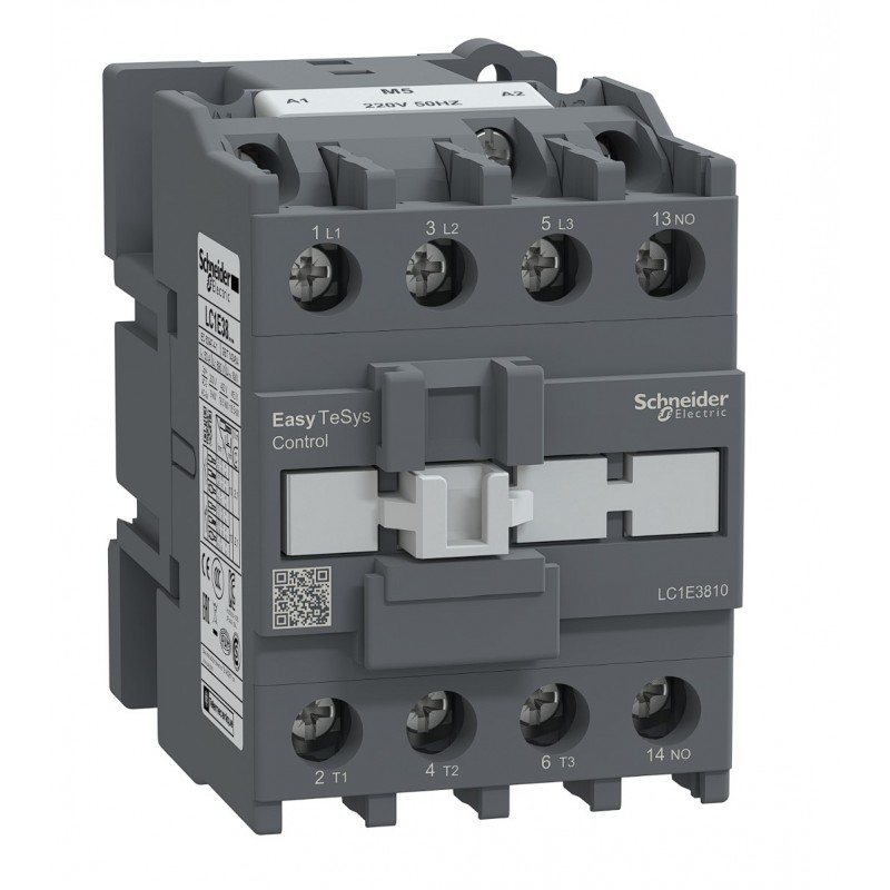 LC1E3810M5 - Контактор Tesys E, In-38 A, 18,5 кВт, Uc-220 В AC, 1NO, Schneider Electric