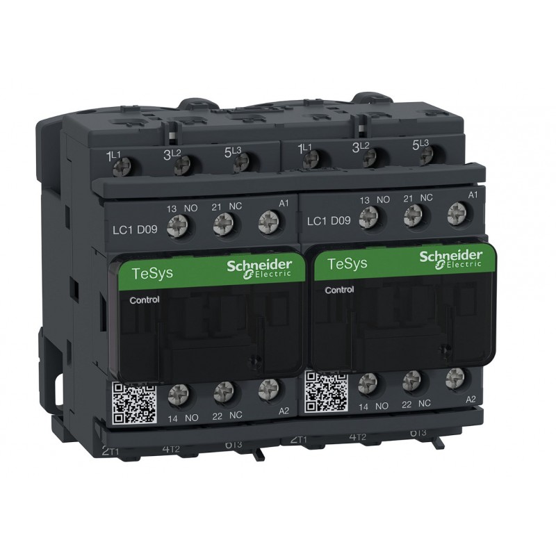 LC2D09B7 - Реверсивный контактор Tesys D, In-9 A, 4 кВт, Uc-24 В AC, 1NO+1NC, Schneider Electric