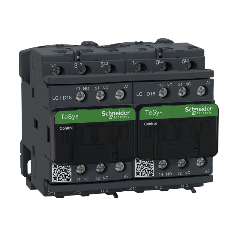 LC2D18M7 - Реверсивный контактор Tesys D, In-18 A, 7,5 кВт, Uc-220 В AC, 1NO+1NC, Schneider Electric